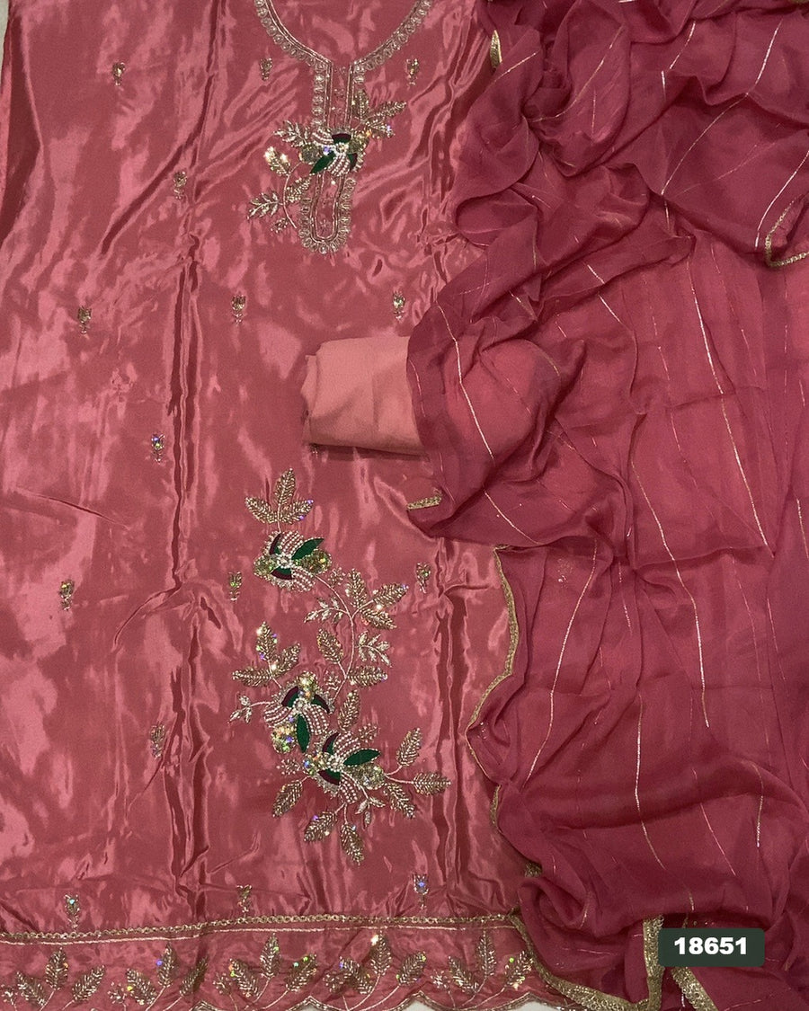 Crush Silk Embroidery Suit Set