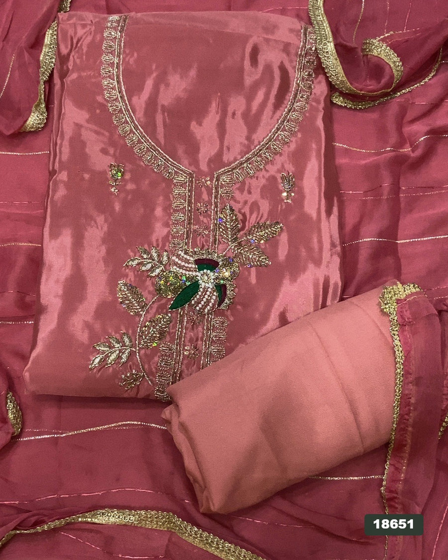 Crush Silk Embroidery Suit Set