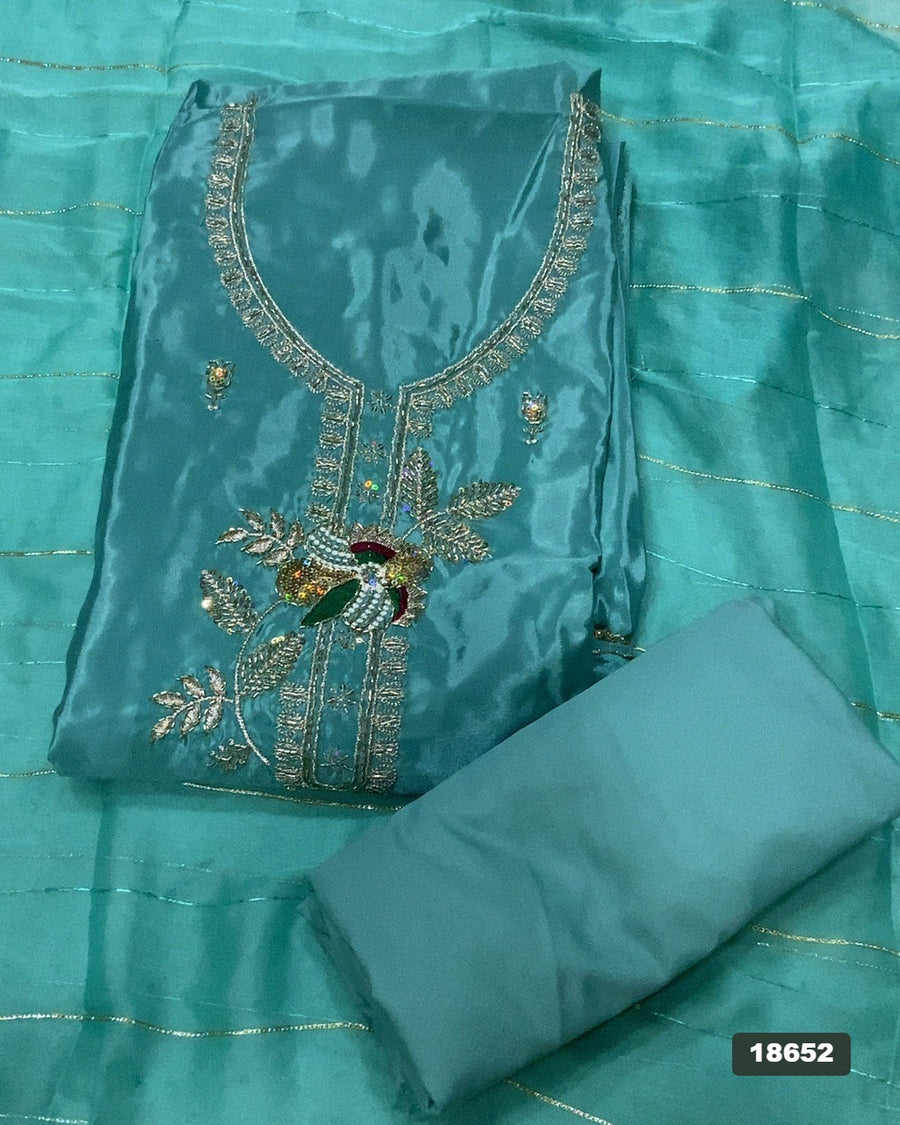 Glass Organza Silk Embroidery Suit Set