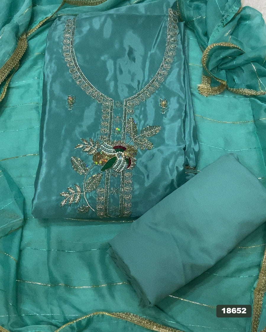 Glass Organza Silk Embroidery Suit Set