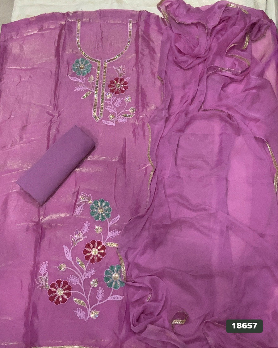 Silk Embroidery Suit Set