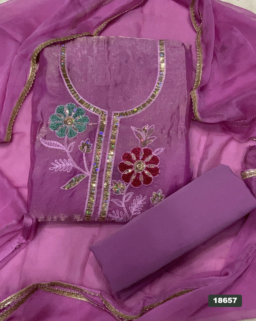 Silk Embroidery Suit Set