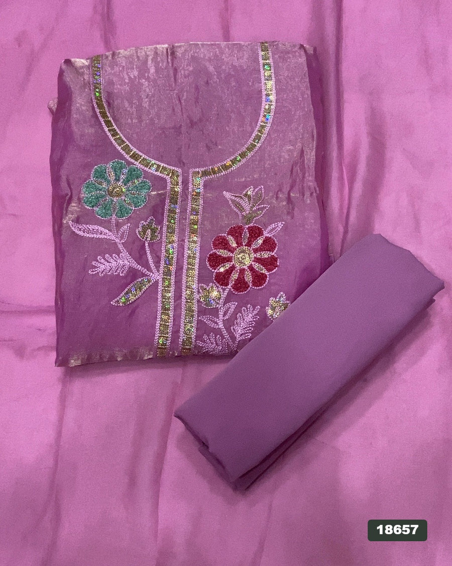 Silk Embroidery Suit Set