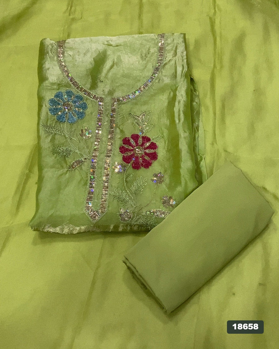 Silk Embroidery Suit Set