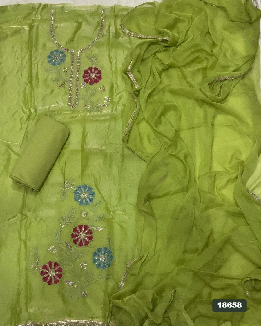 Silk Embroidery Suit Set