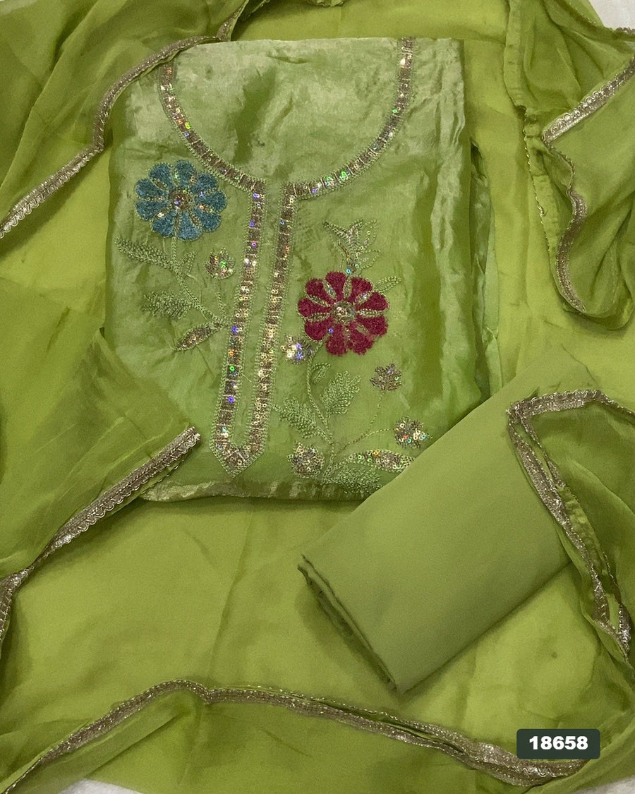 Silk Embroidery Suit Set