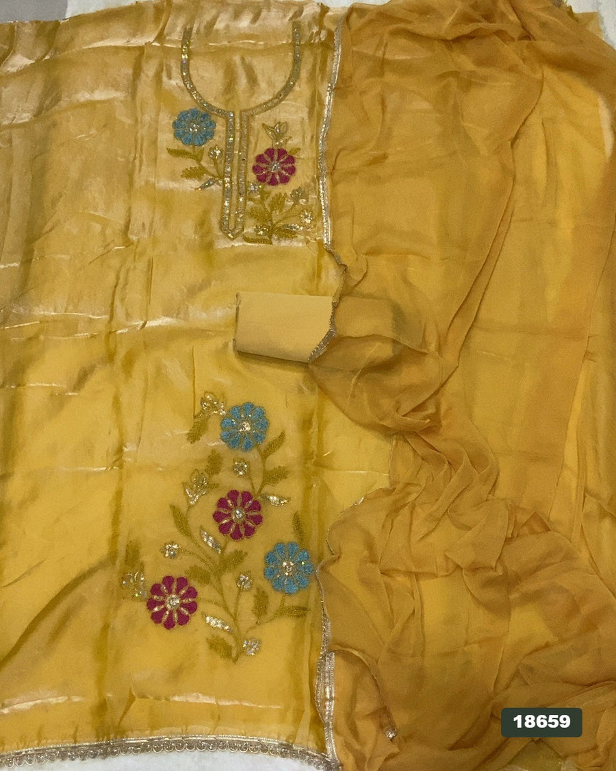 Silk Embroidery Suit Set