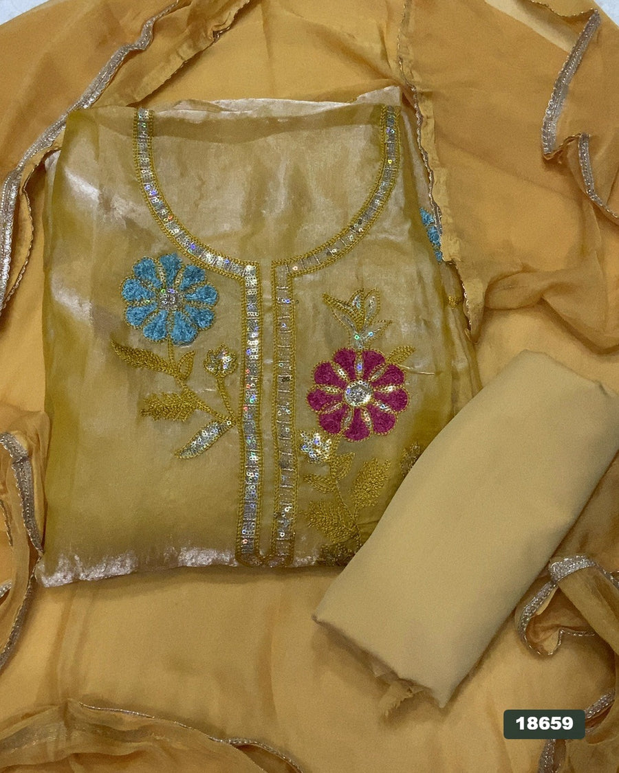 Silk Embroidery Suit Set