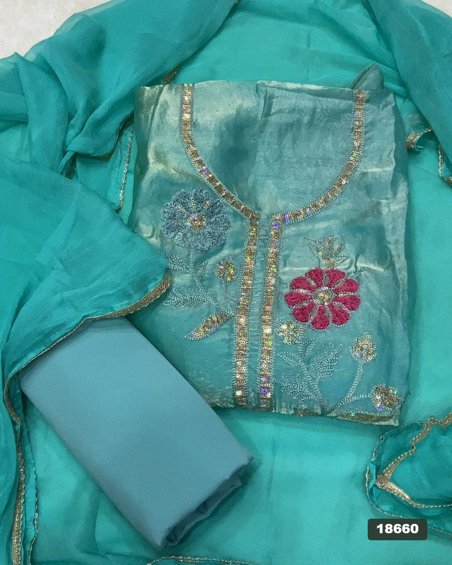 Silk Embroidery Suit Set