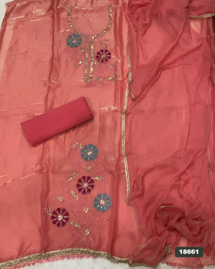 Silk Embroidery Suit Set