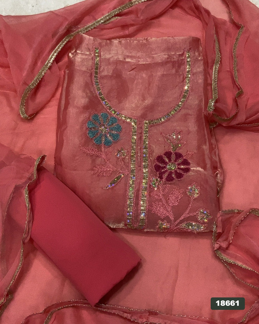 Silk Embroidery Suit Set