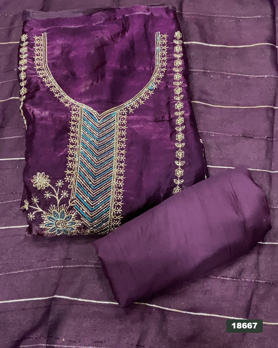 Silk Embroidery Suit Set