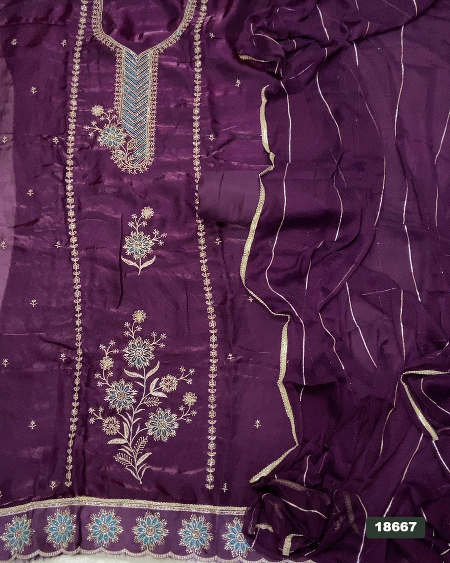 Silk Embroidery Suit Set