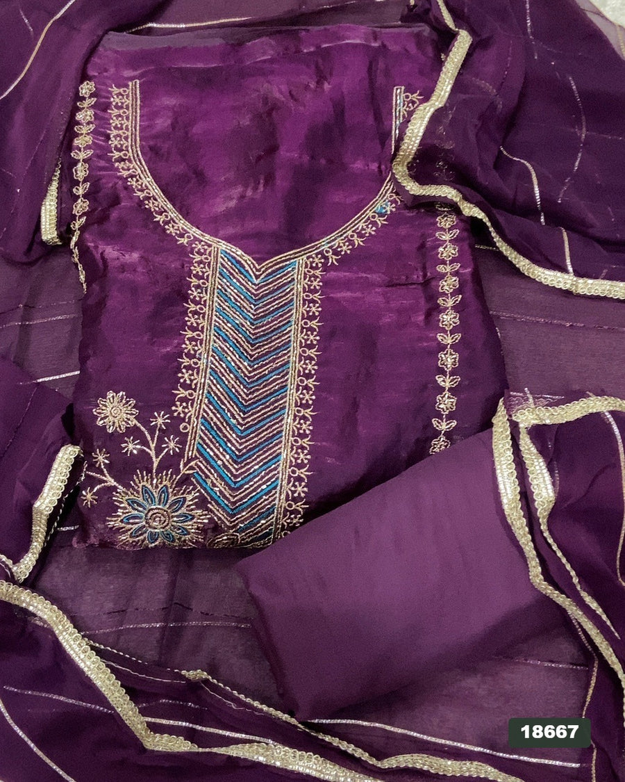 Silk Embroidery Suit Set