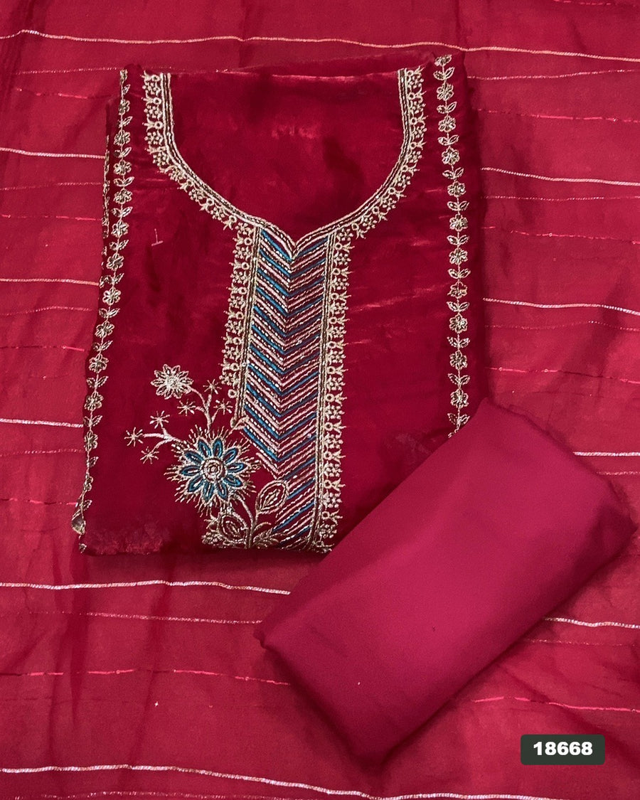Silk Embroidery Suit Set