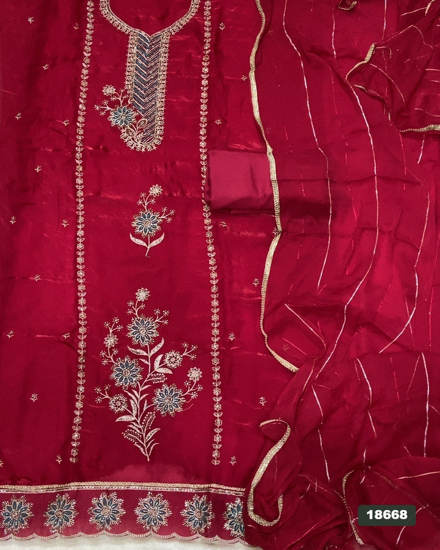 Silk Embroidery Suit Set