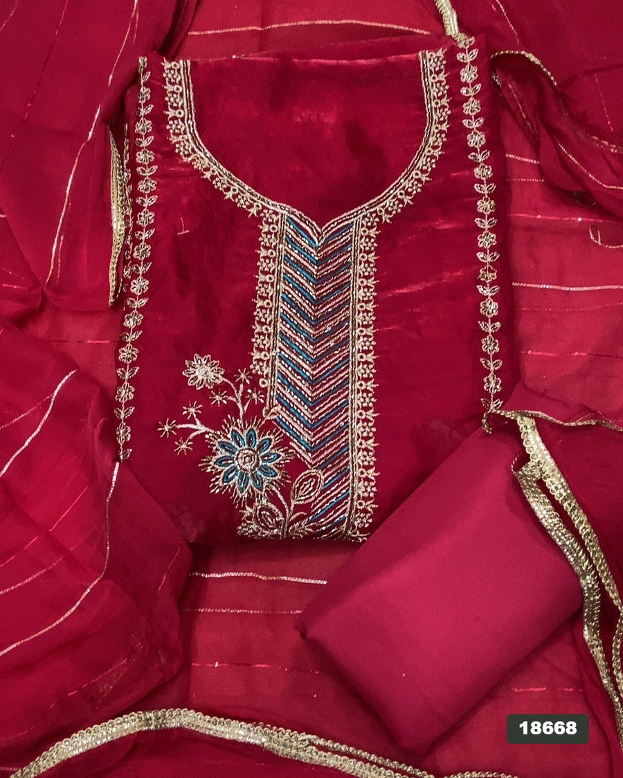 Silk Embroidery Suit Set