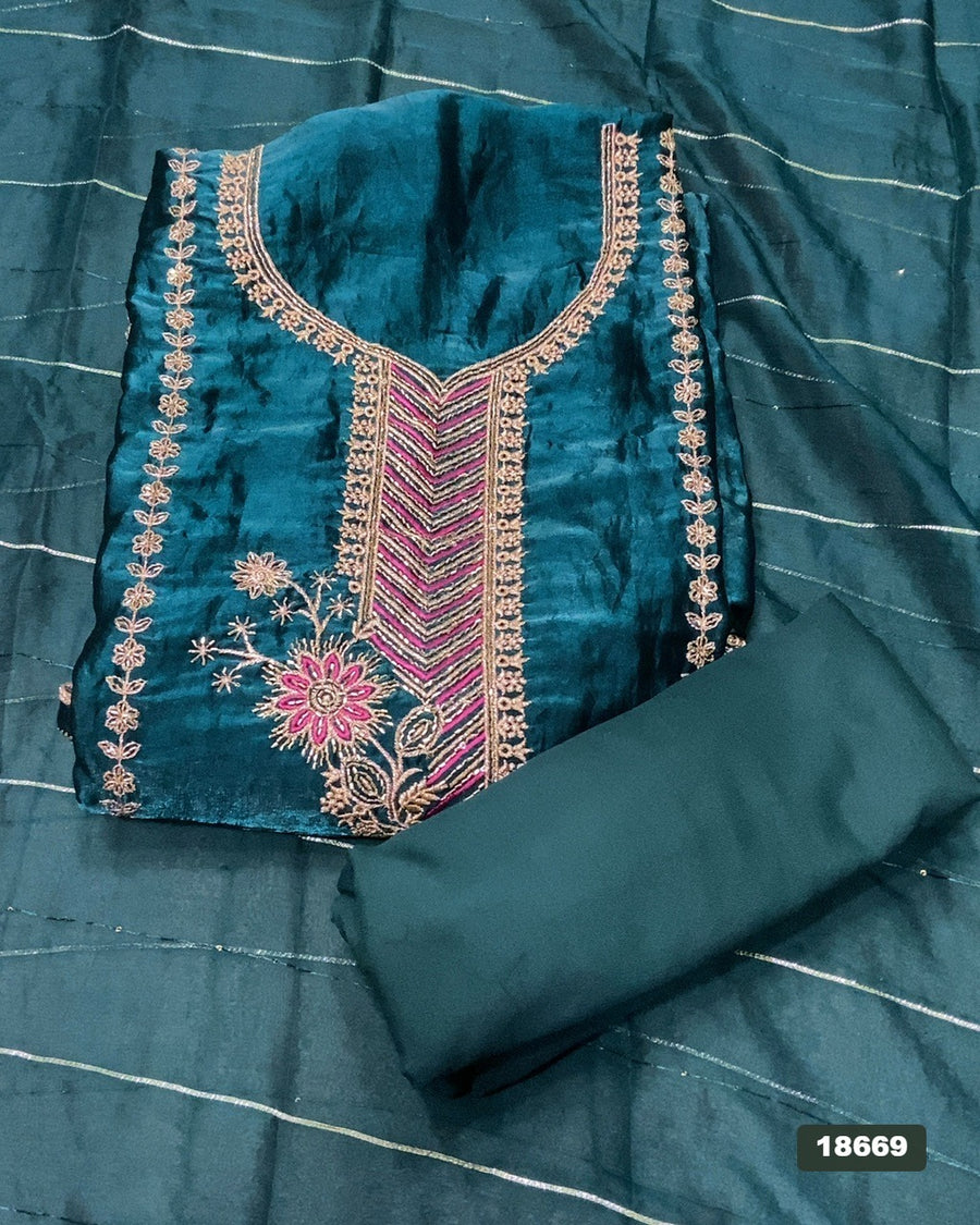 Silk Embroidery Suit Set