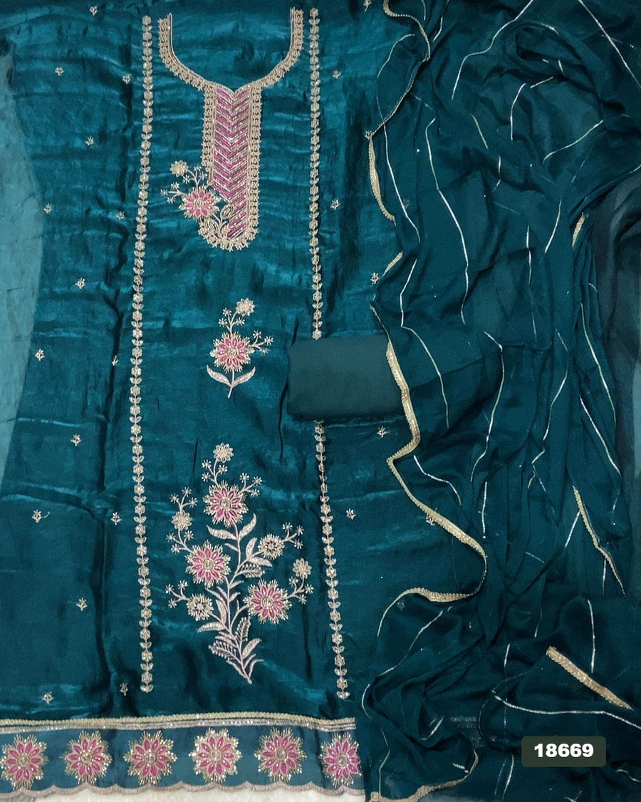 Silk Embroidery Suit Set