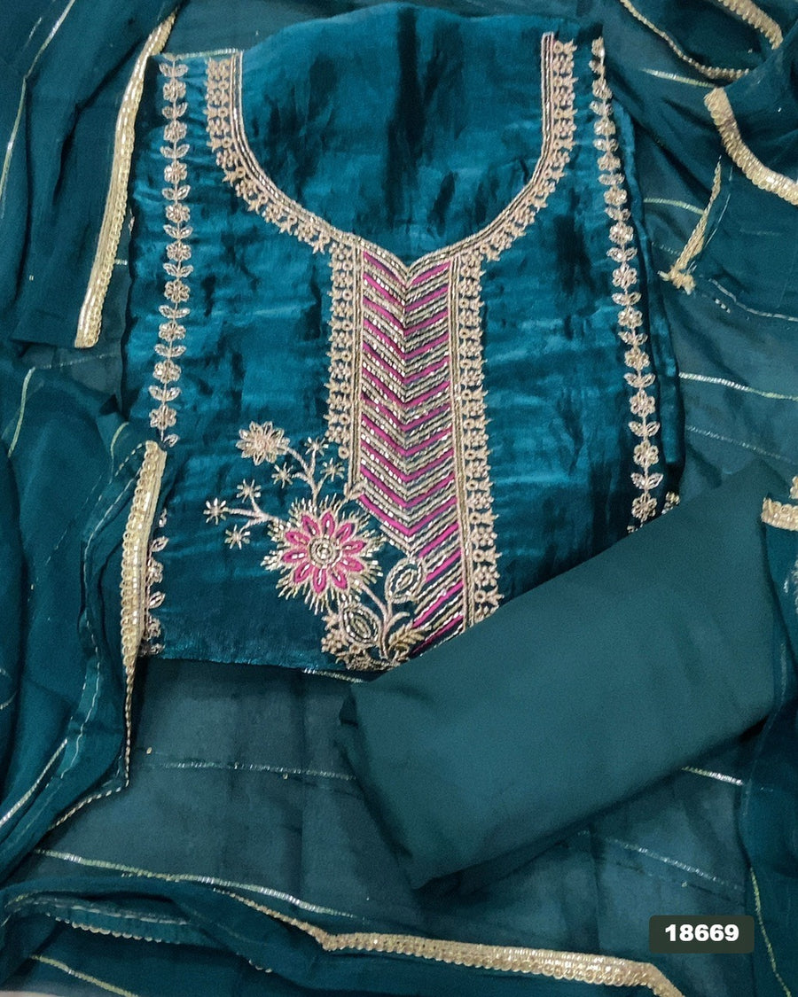 Silk Embroidery Suit Set