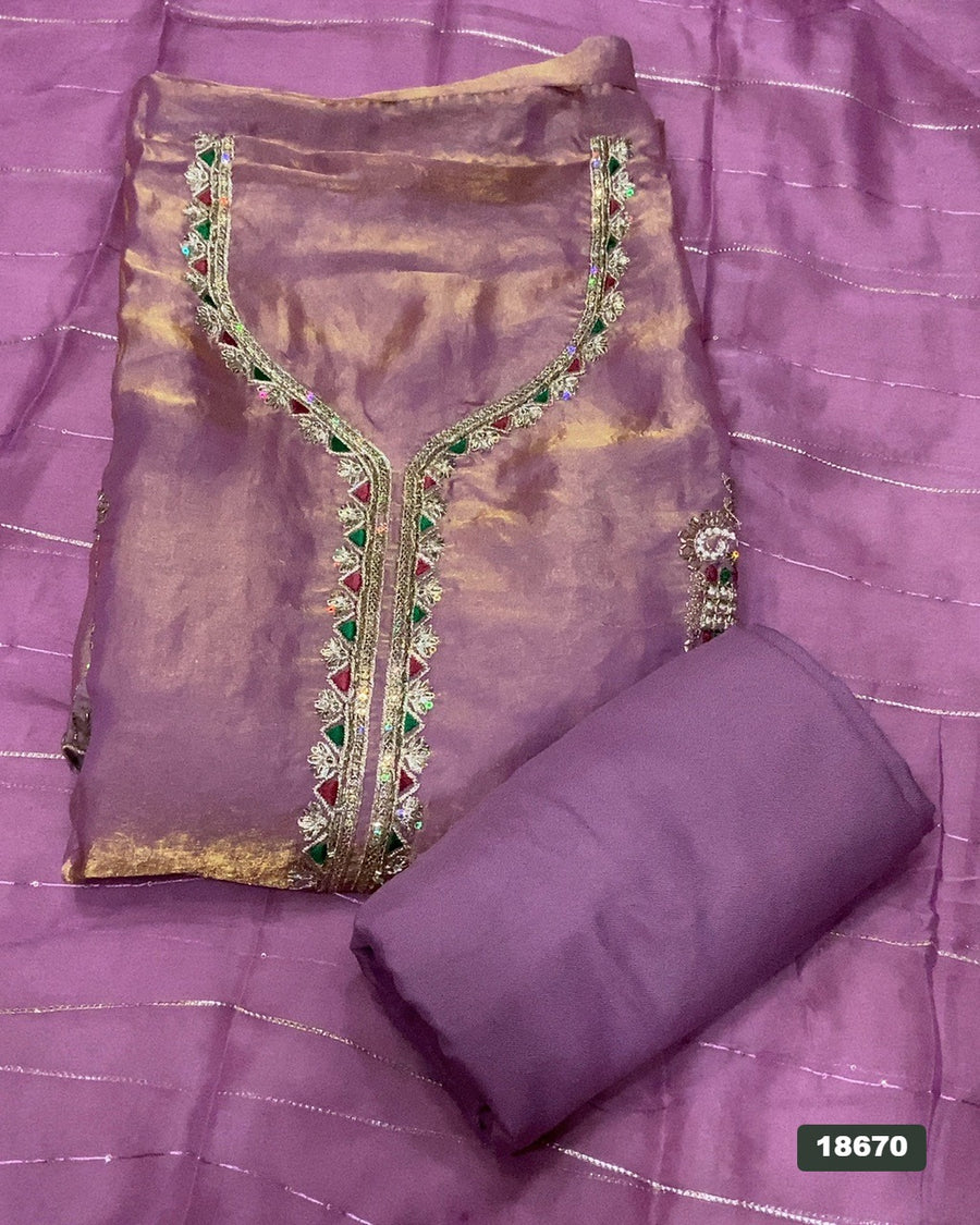 Silk Embroidery Suit Set