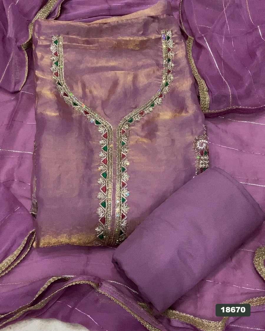 Silk Embroidery Suit Set