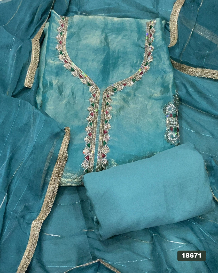 Silk Embroidery Suit Set