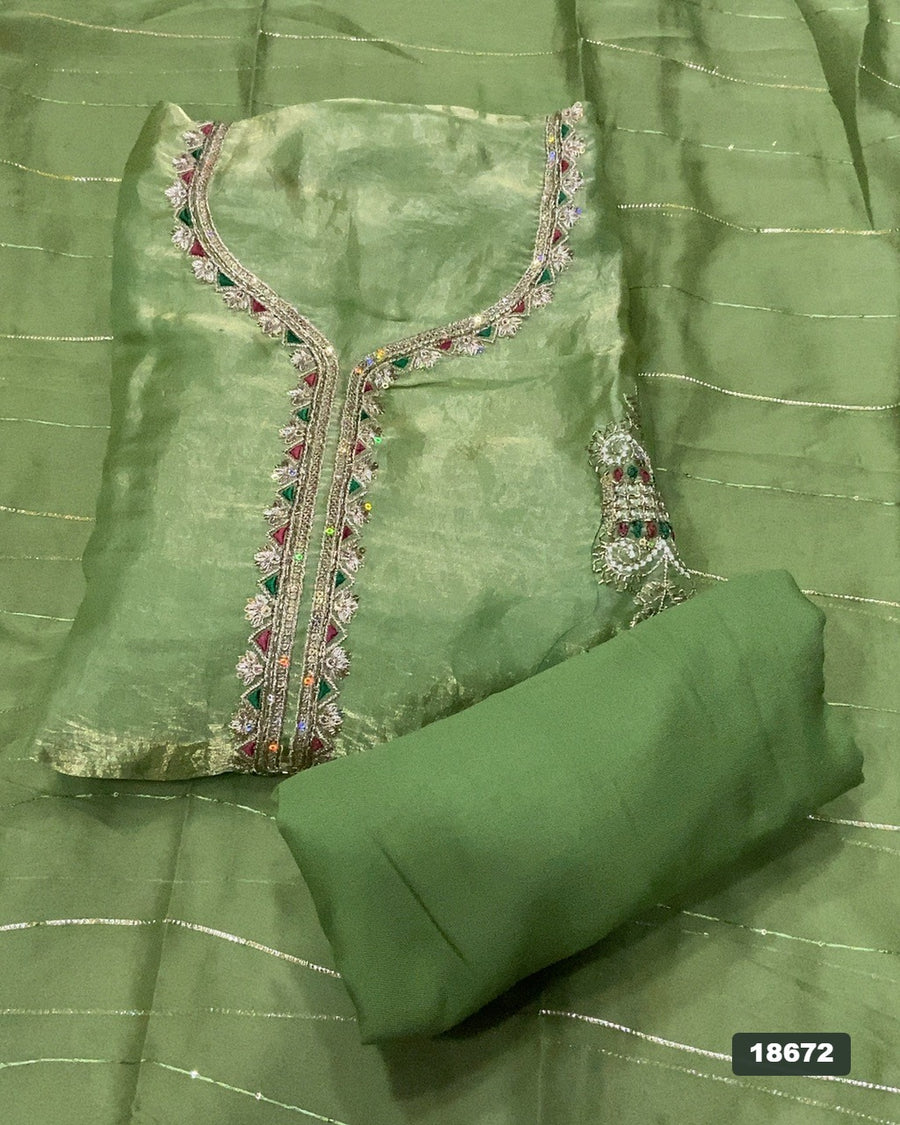 Silk Embroidery Suit Set