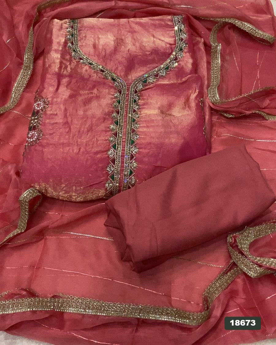 Silk Embroidery Suit Set