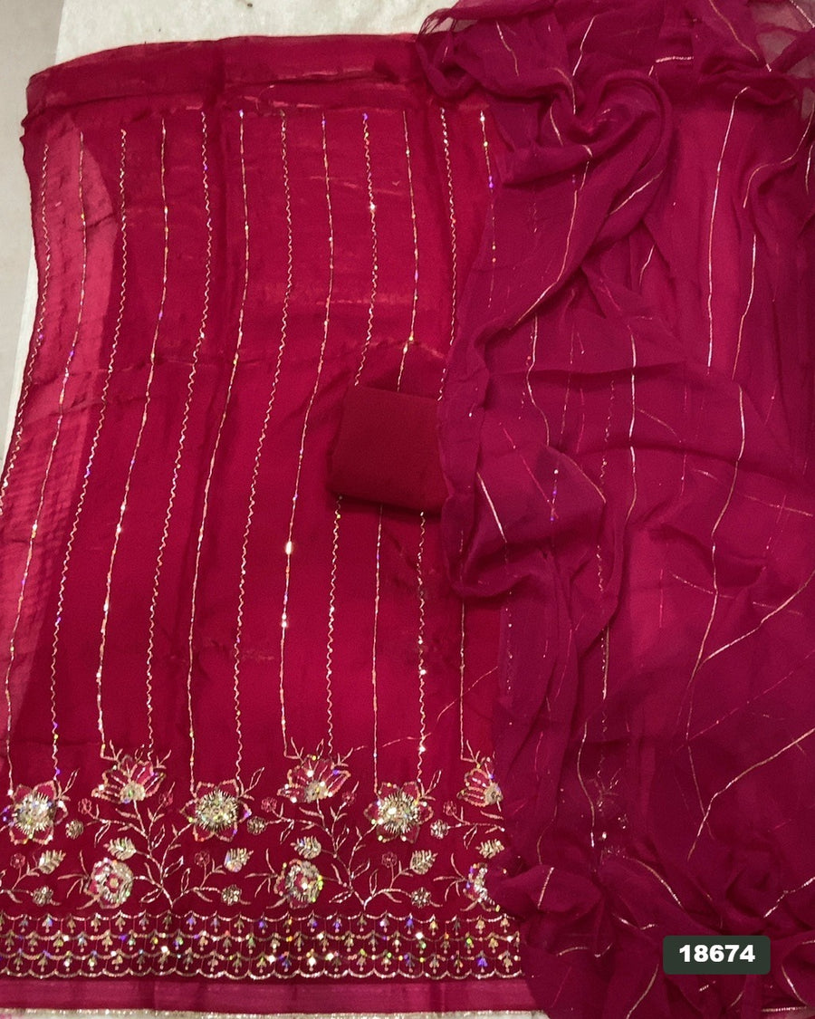 Silk Embroidery Suit Set