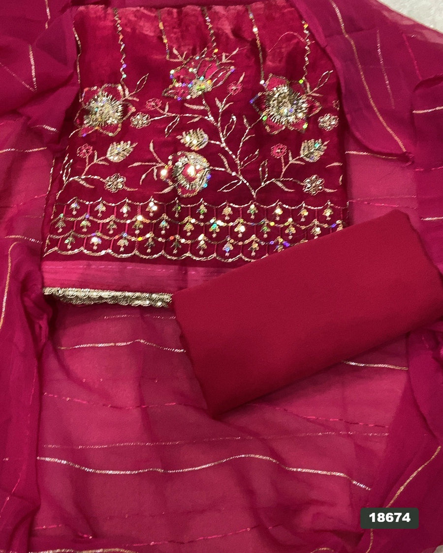 Silk Embroidery Suit Set