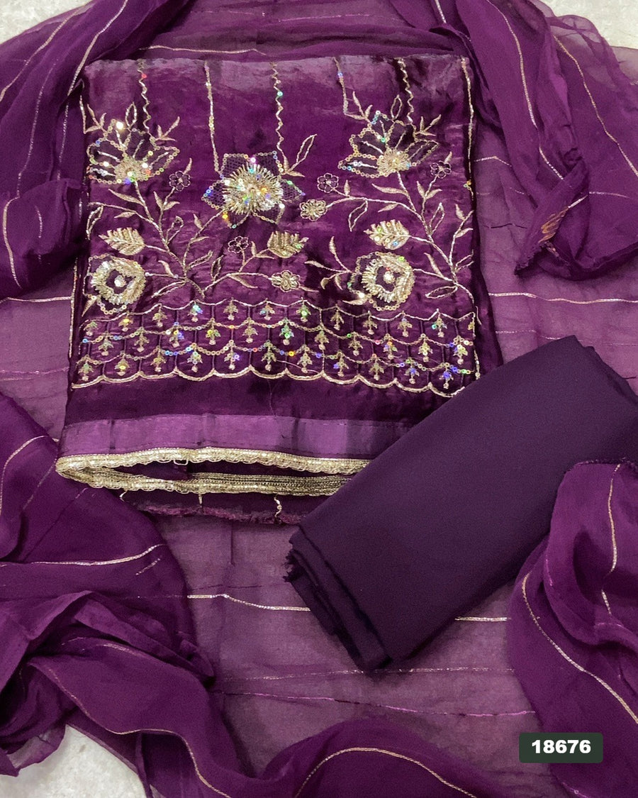 Silk Embroidery Suit Set