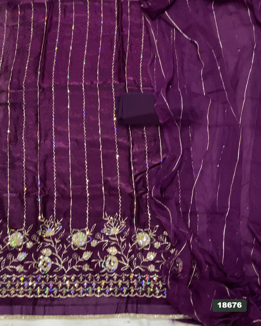 Silk Embroidery Suit Set