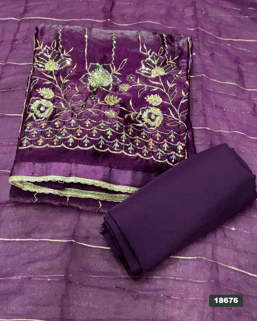 Silk Embroidery Suit Set