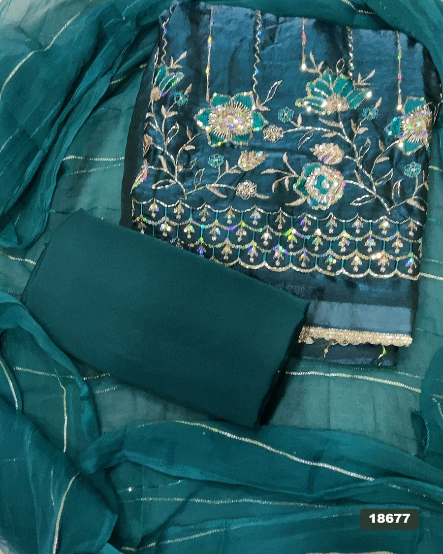 Silk Embroidery Suit Set