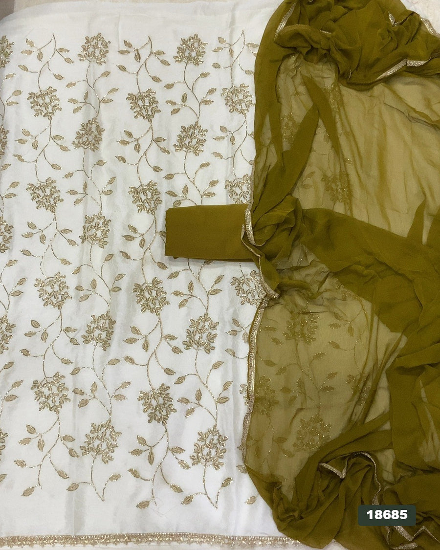 Crush Silk Embroidery Suit Set