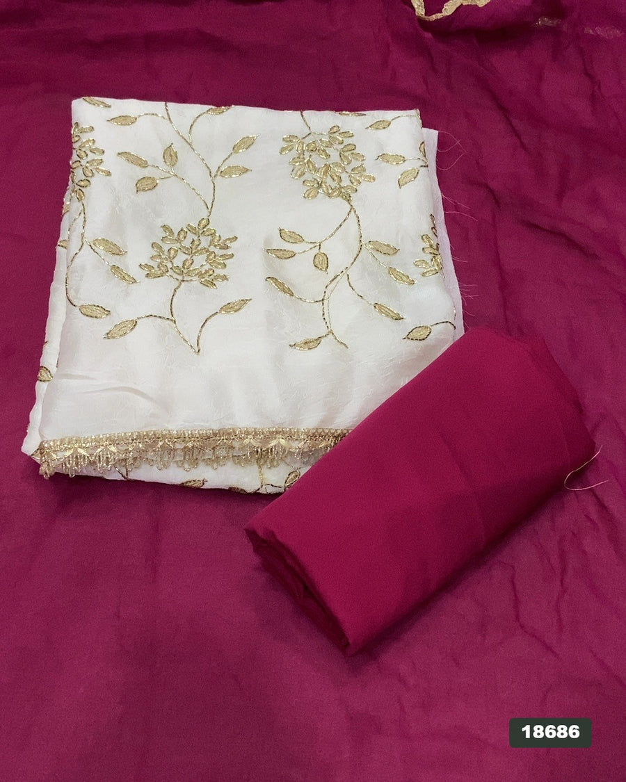 Crush Silk Embroidery Suit Set