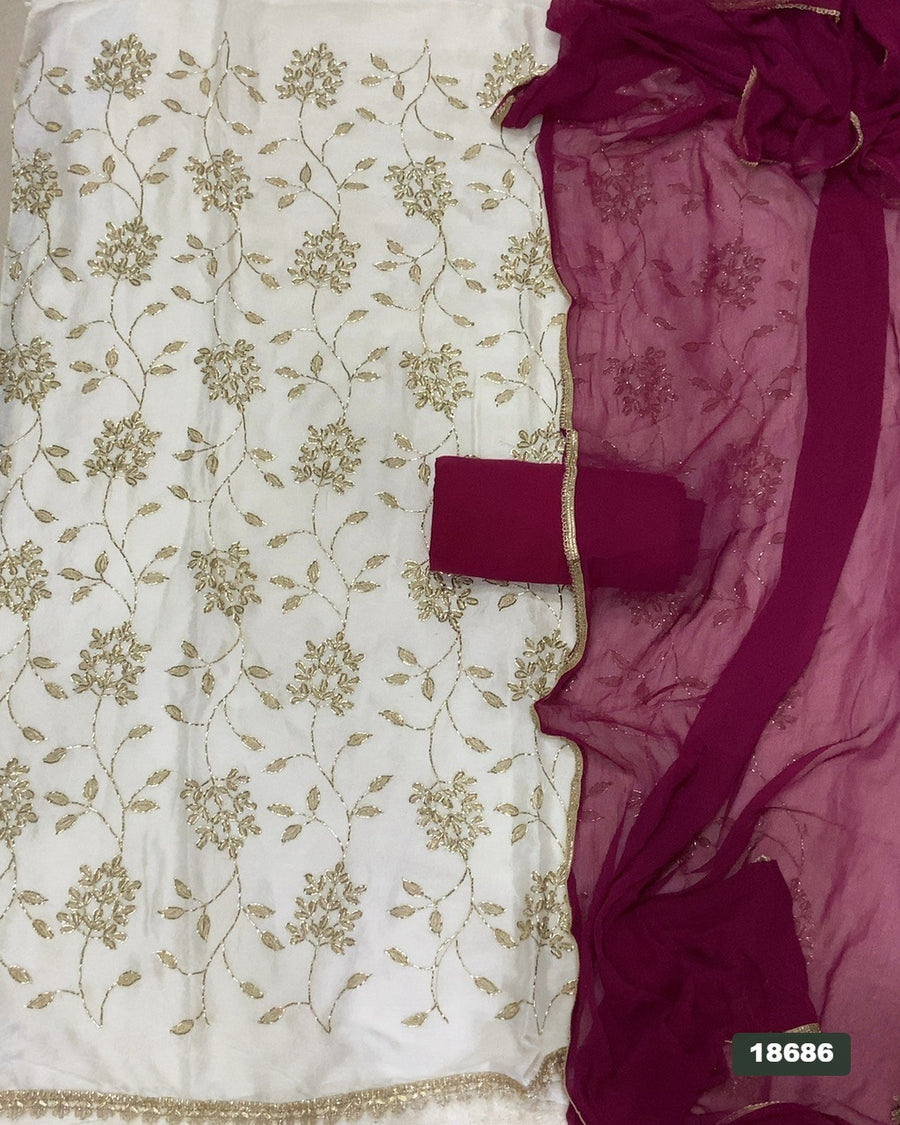Crush Silk Embroidery Suit Set