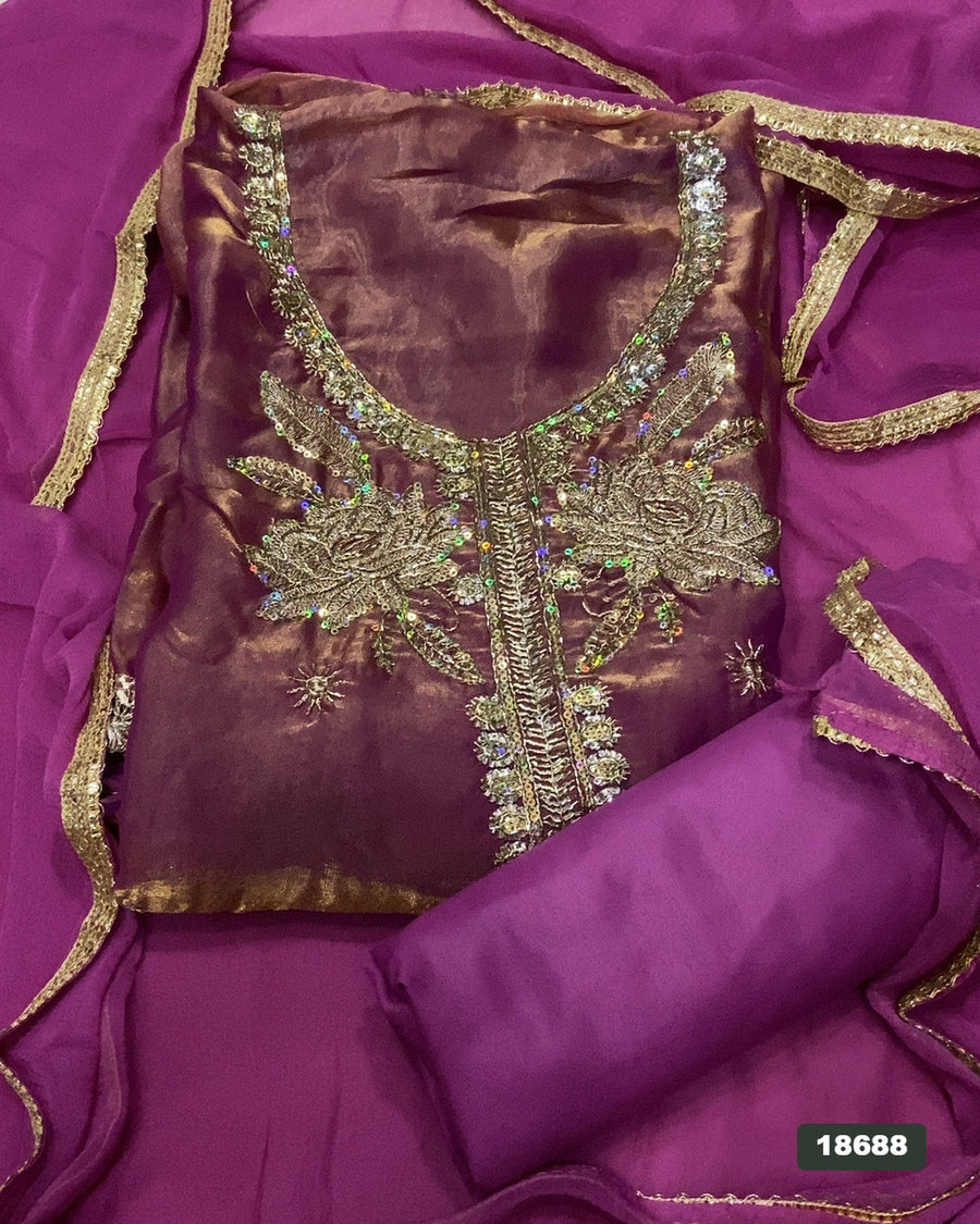 Silk Embroidery Suit Set