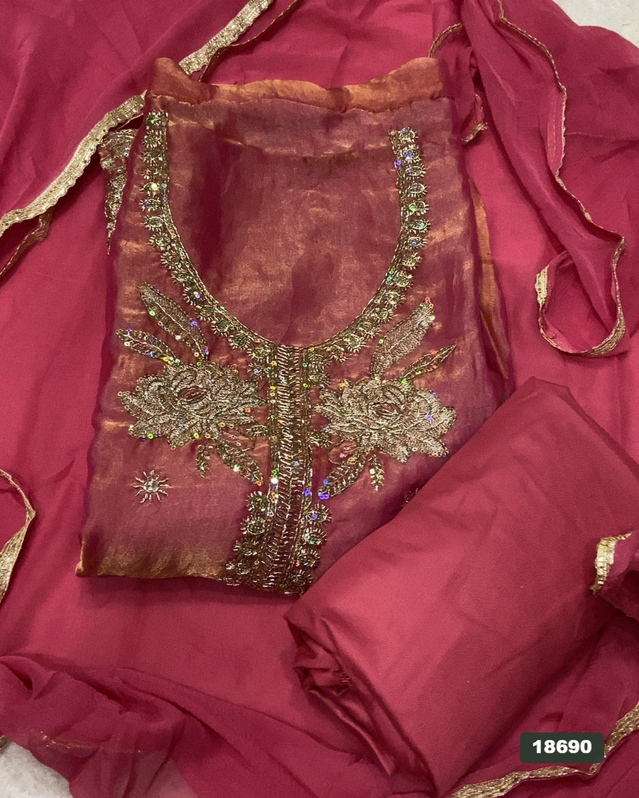 Silk Embroidery Suit Set