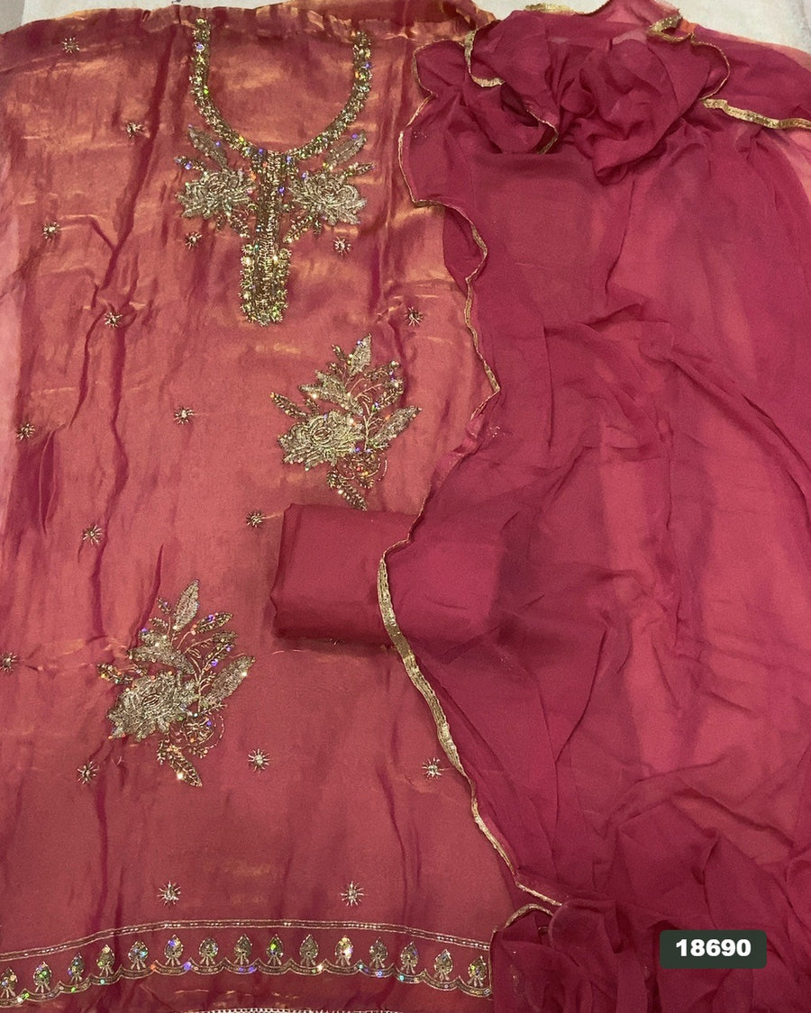 Silk Embroidery Suit Set