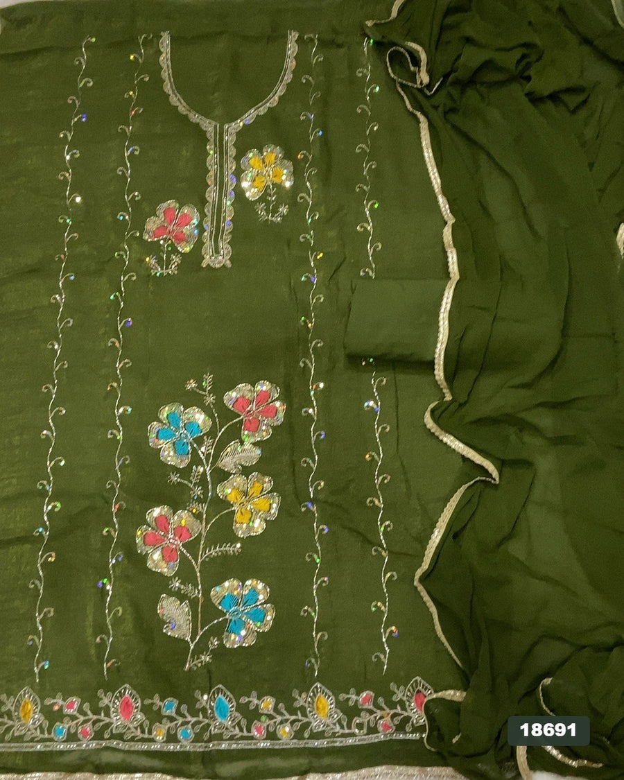 Crush Silk Embroidery Suit Set