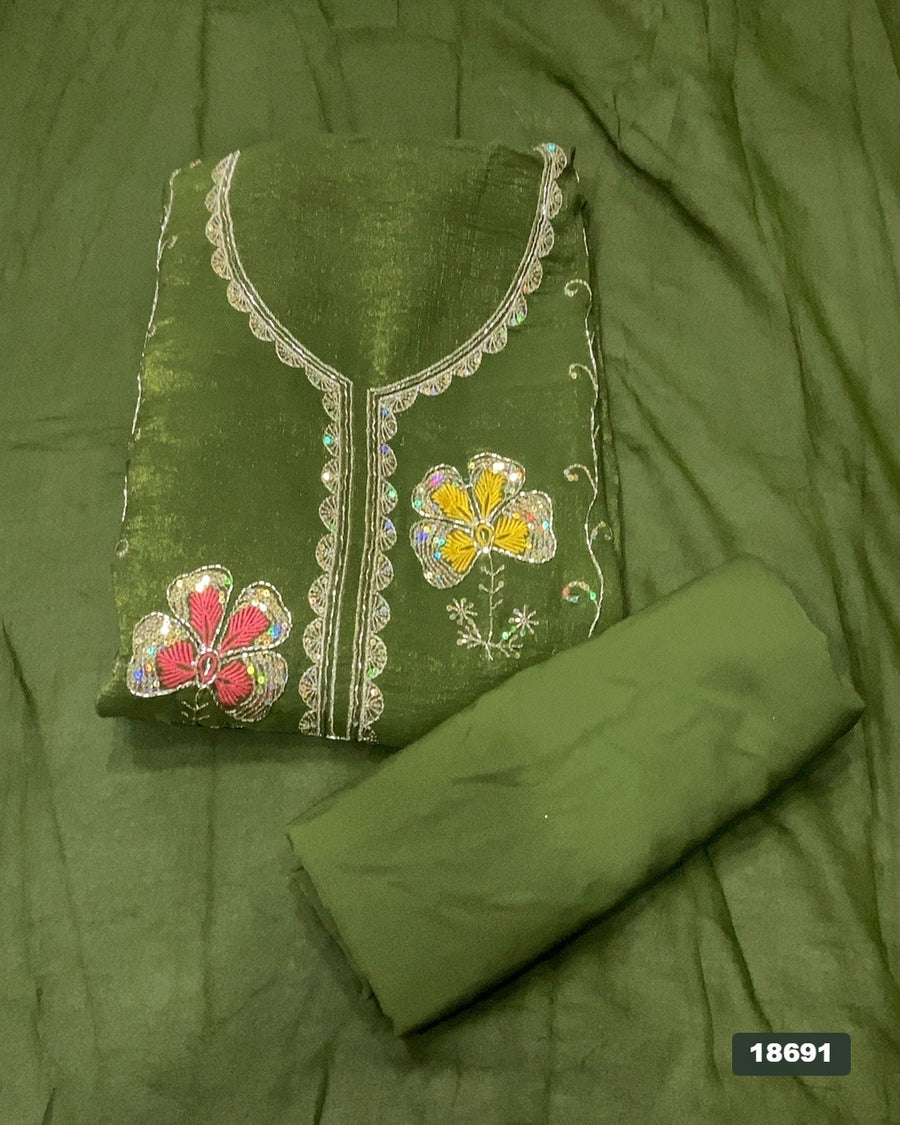 Crush Silk Embroidery Suit Set