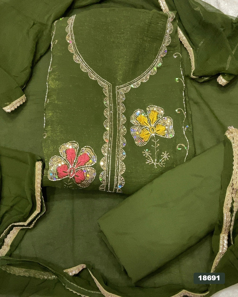 Crush Silk Embroidery Suit Set