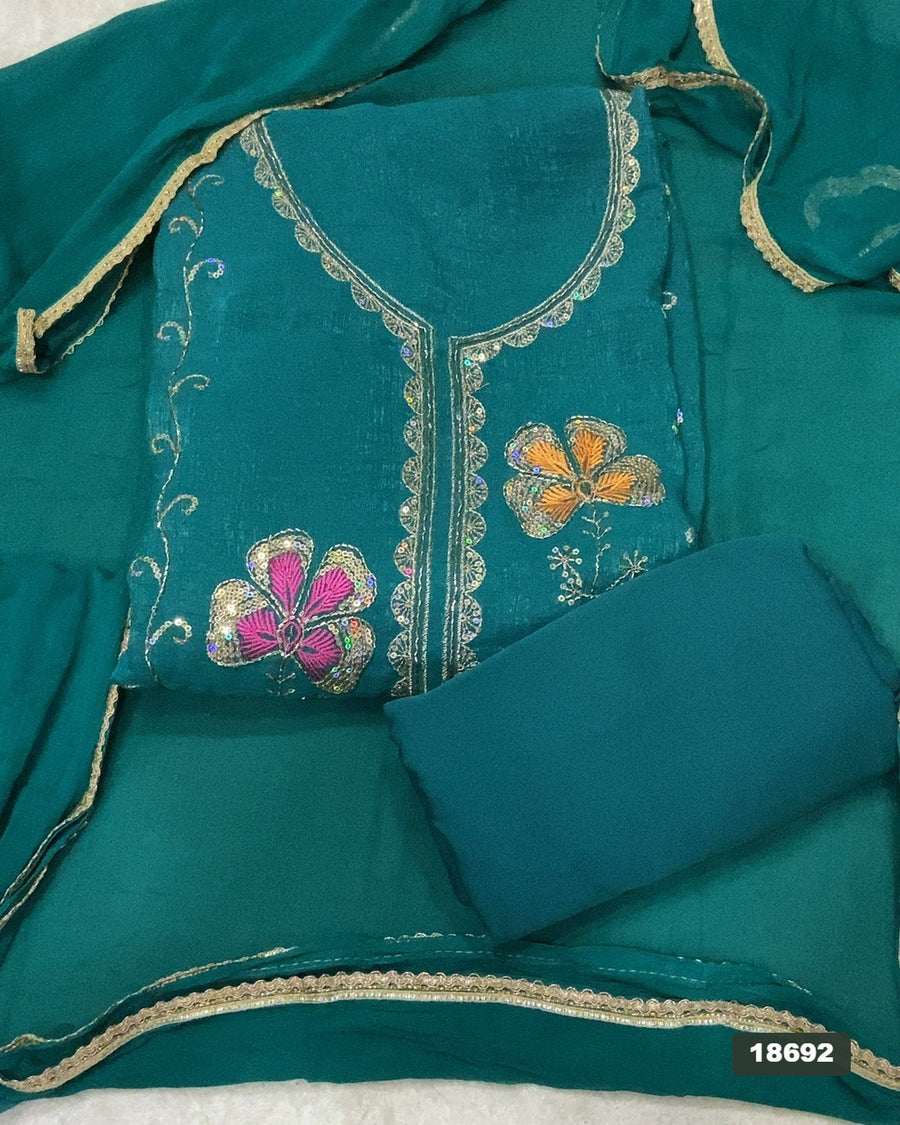 Silk Embroidery Suit Set
