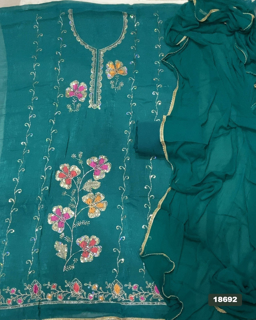 Silk Embroidery Suit Set