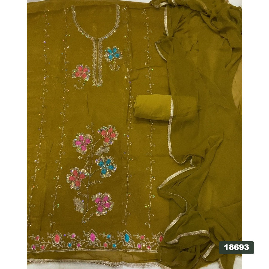 Crush Silk Embroidery Suit Set