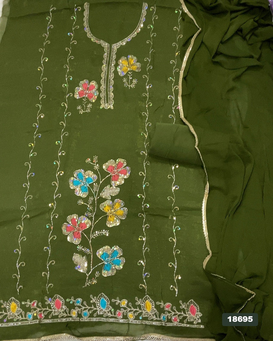 Crush Silk Embroidery Suit Set