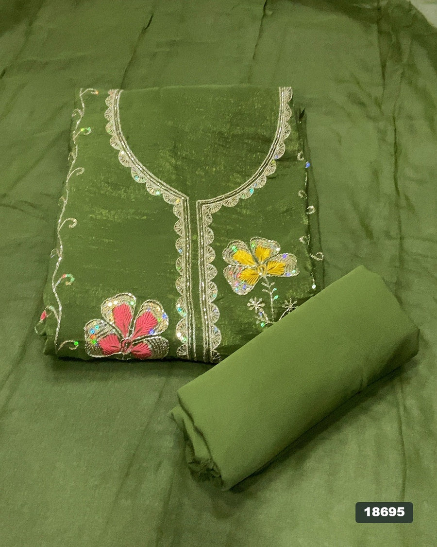 Crush Silk Embroidery Suit Set