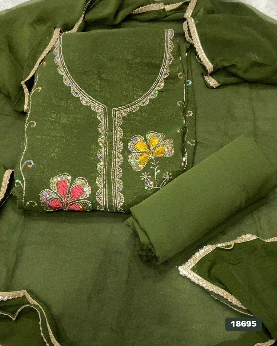 Crush Silk Embroidery Suit Set